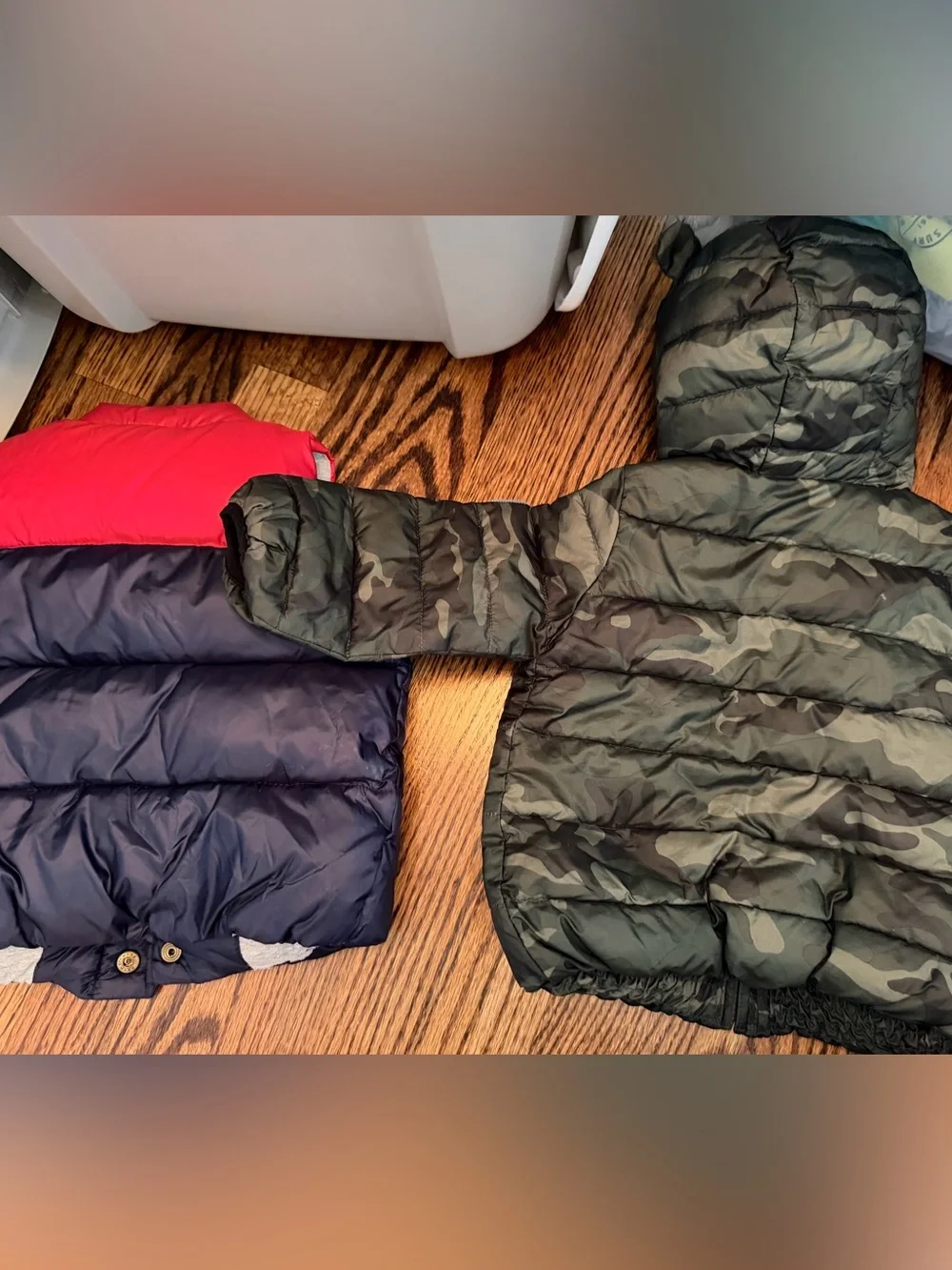 GAP Kids Camo Hooded Puffer Jacket and Vest - 12-18 months - lot of 2